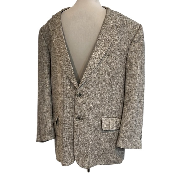 VINTAGE BARRINGTON 100% WOVEN NATURAL SILK YARN BLAZER JACKET GRAY SIZE 42S - Picture 1 of 16